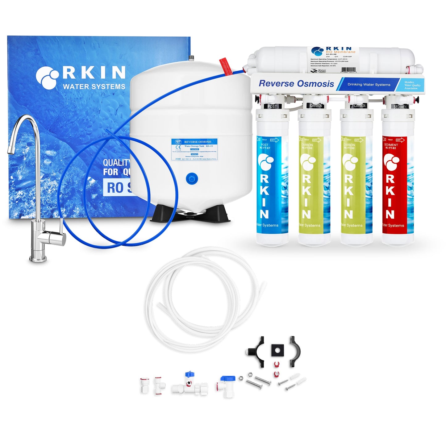 RKIN Flash Undersink Reverse Osmosis System with Chrome Lead-Free Faucet - RKIN