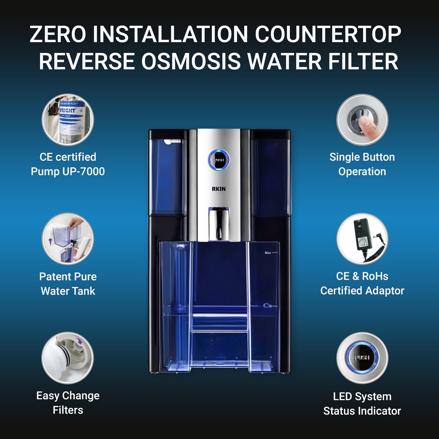 Zero Installation Purifier Countertop Reverse Osmosis Water Filter - RKIN