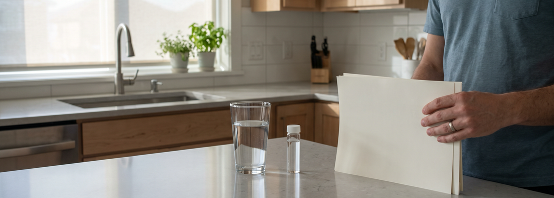 Homeowner reviewing PFAS entries and reporting limits in a water quality report
