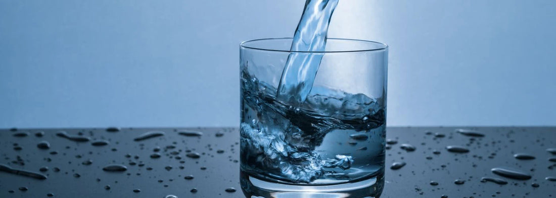 Clear water poured into a glass for a TDS meter check
