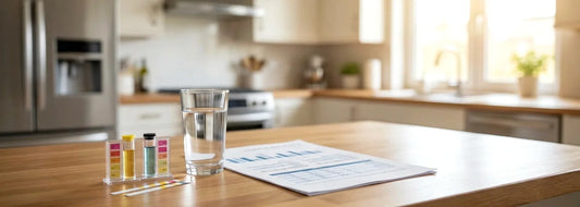 Clear glass of filtered water on a modern U.S. kitchen counter for comparing reverse osmosis systems