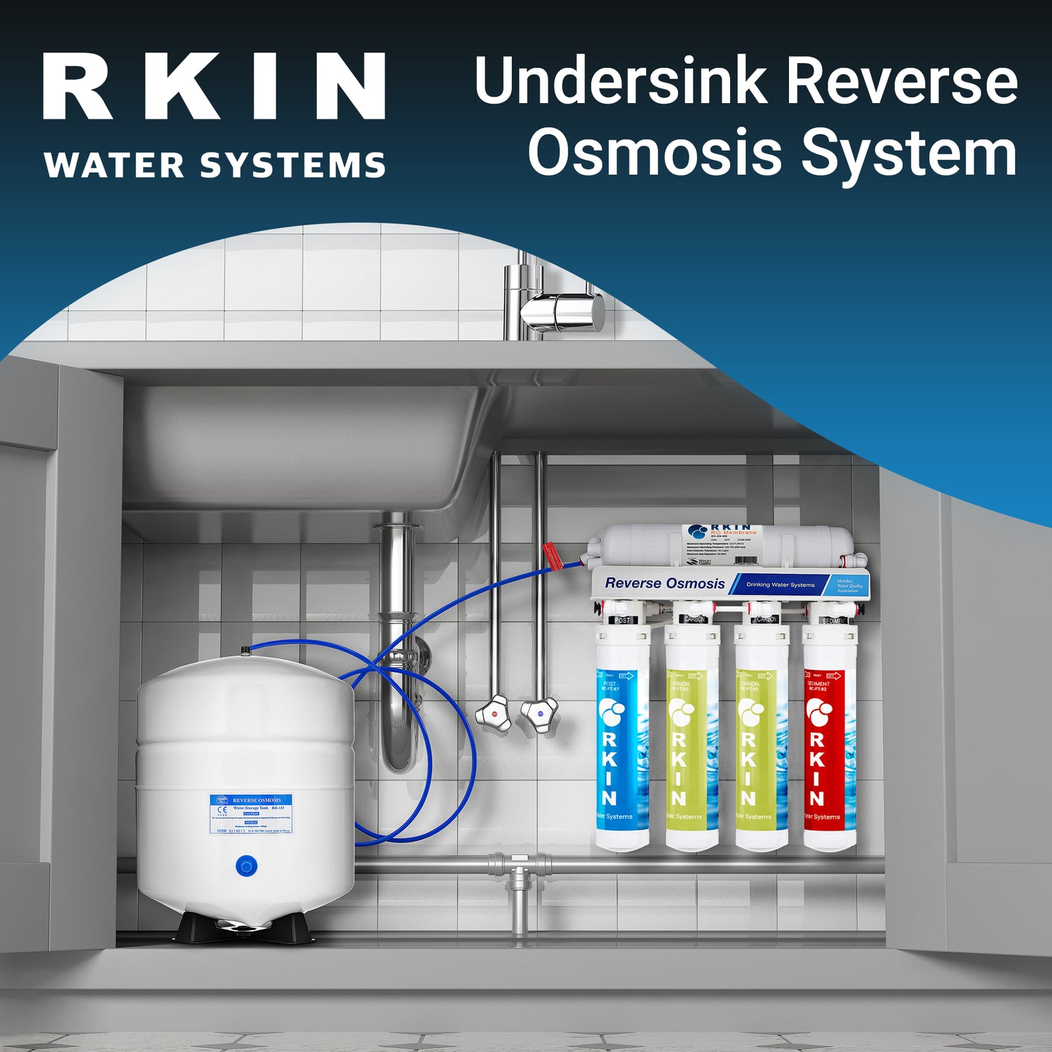 Flash undersink reverse osmosis system space saving design