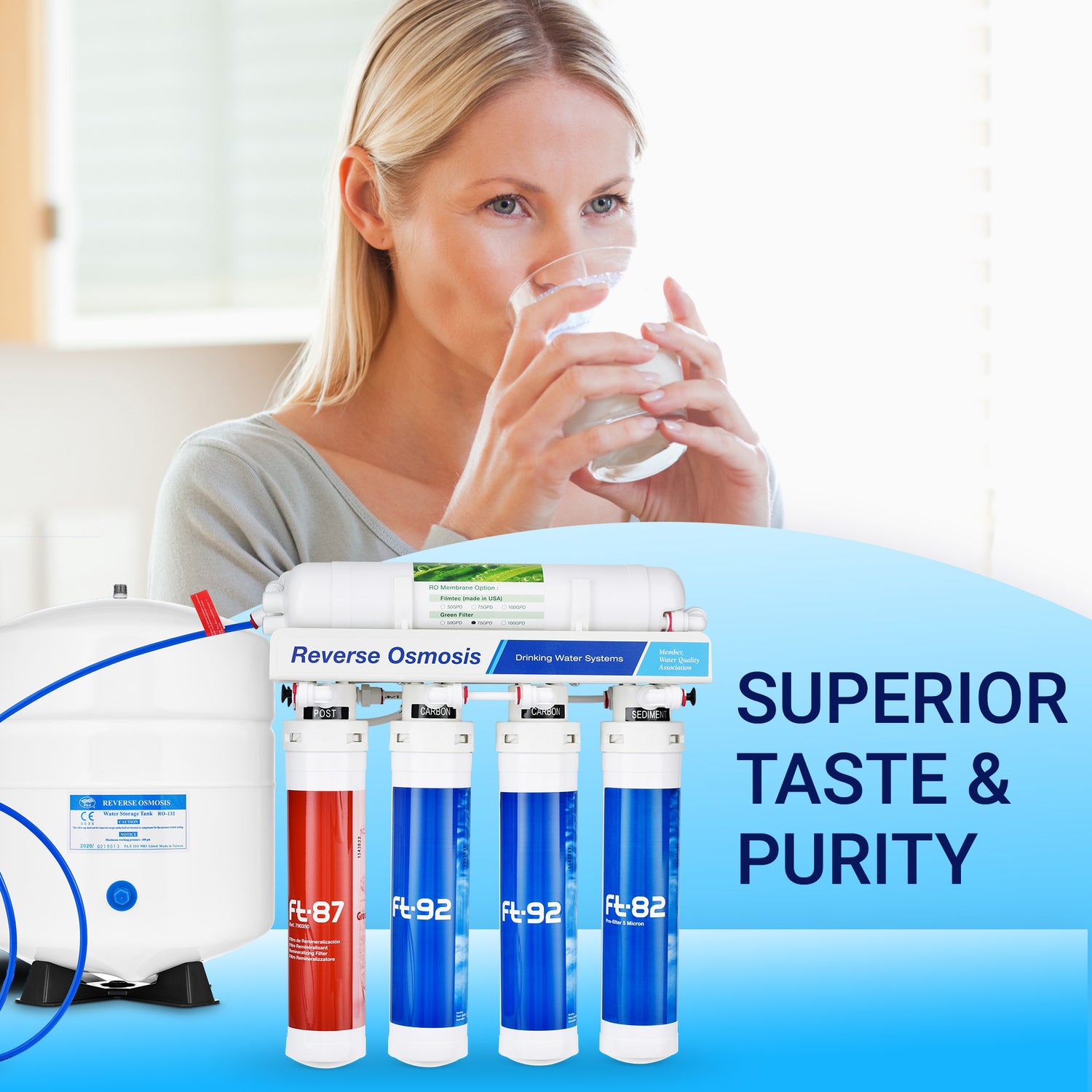 Flash undersink reverse osmosis system superior taste and purity