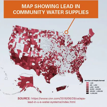 Lead in the water supply map