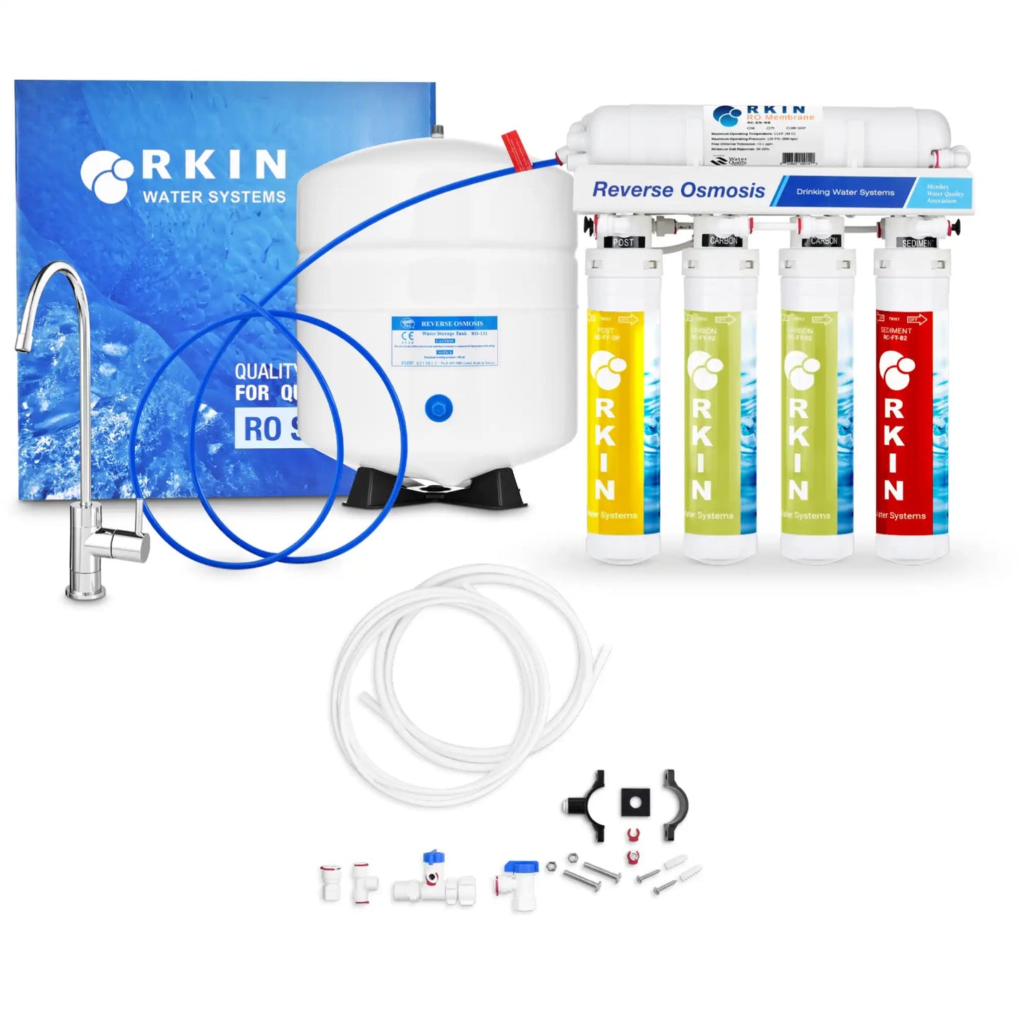 RKIN Flash Undersink Reverse Osmosis System with Chrome Lead - Free Faucet - RKIN