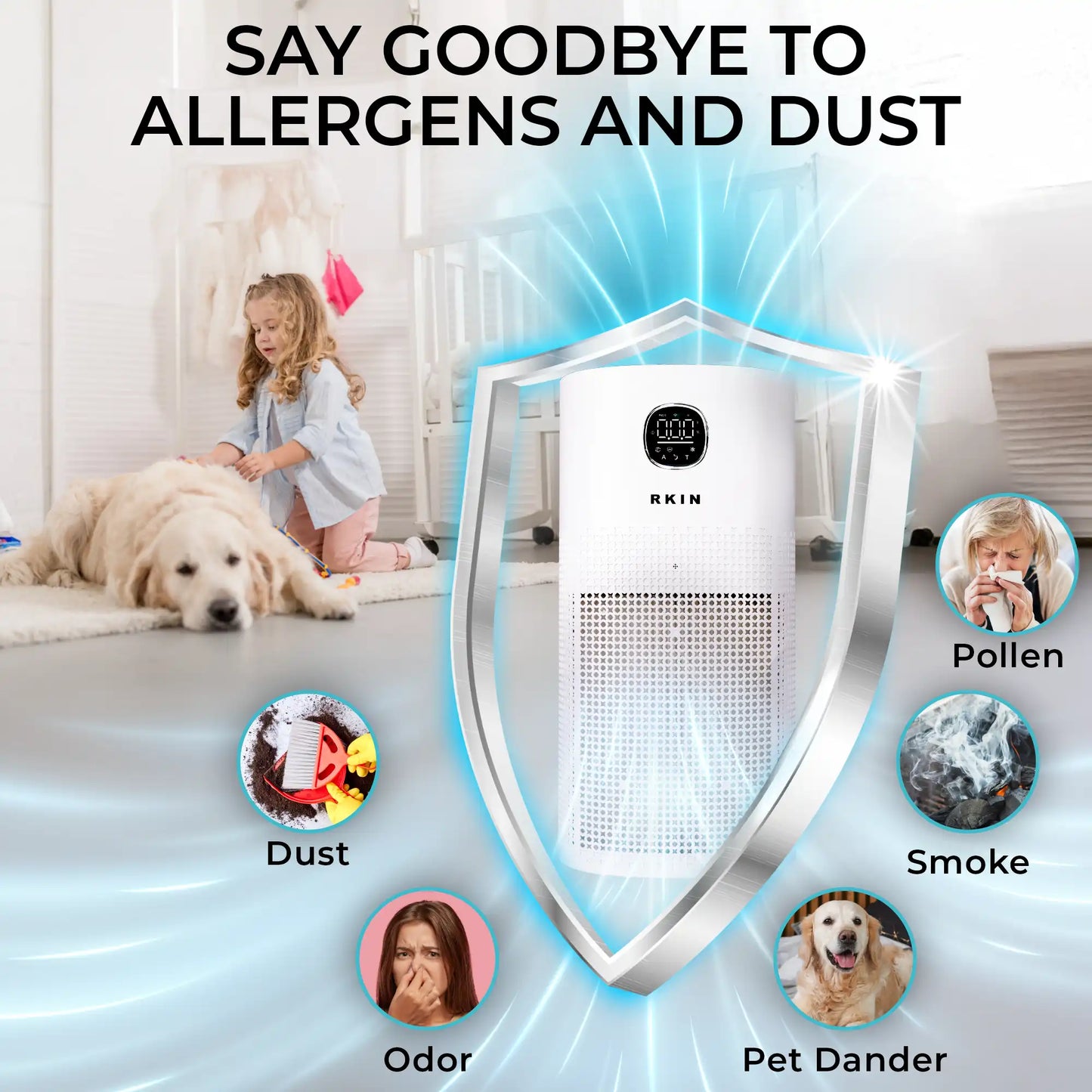 RKIN HEPA 14 Air Purifier – Breathe Cleaner, Healthier Air with UV, Carbon & Ion Technology - RKIN