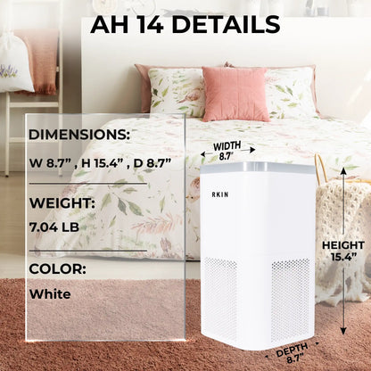 RKIN HEPA 14 Air Purifier – Breathe Cleaner, Healthier Air with UV, Carbon & Ion Technology