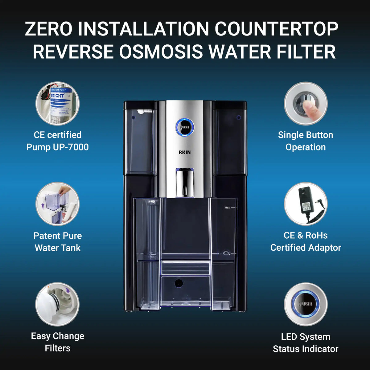 Zero Installation Purifier Countertop Reverse Osmosis Water Filter - RKIN